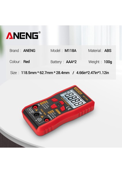 3x Aneng M118A Mini Dijital Multimetre Dayanıklı Otomatik Gerçek Rms Test Cihazı 6000 Sayıs Otomatik Araç Ac/dc Transistör (Yurt Dışından) fırsatları