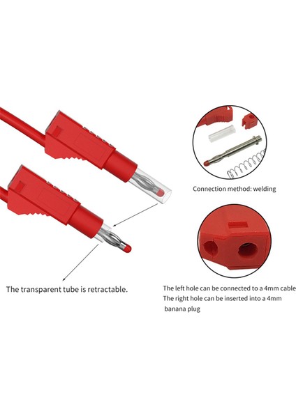 8pcs Çok Metre Test Kurşunları Kablo Jumper Tel Hattı Güvenliği 4mm Muz Fiş Geri Çekilebilir Test Aracı Kırmızı Siyah (Yurt Dışından) fiyatları