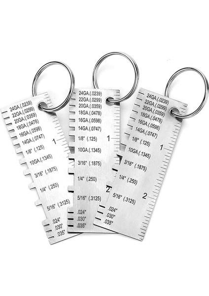 Metal Sac Kalınlık Göstergesi, 3 Paket Paslanmaz Çelik Tel Gösterge Boyutu Muayene Aracı Kaynak Aracı Aksesuarları (Yurt Dışından)