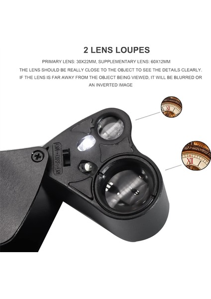 2pcs 30X 60X Işıklı Kuyumcular Loupe Büyüteç, Katlanabilir Mücevher Büyüteç, Parlak LED Aydınlatma ile Büyüteç (Yurt Dışından) modelleri