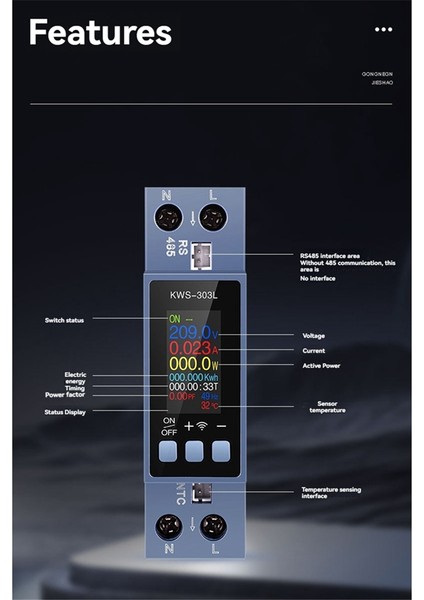 LED Dijital Enerji Ölçer Dın Demiryolu Montaj Voltmetre Ammetre Wattmetre Ac 100-290V RS485 Kwh Güç Ölçer (Yurt Dışından) fiyatları
