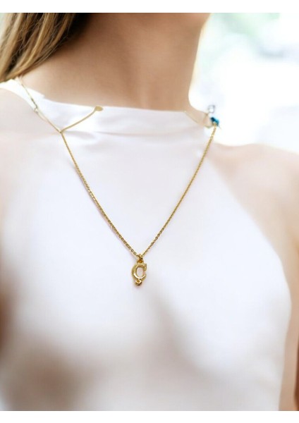 Ç Harfi 316L Paslanmaz Çelik Zincir Altın Kaplama Kolye Hediye Kalp Sevgili Eş