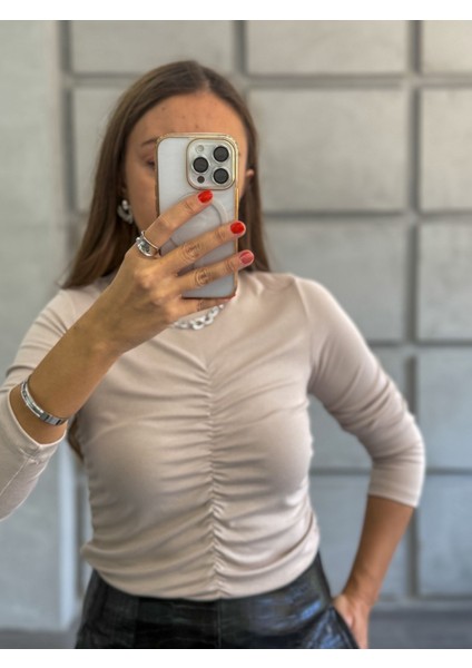 Önü Büzgülü Taş Soft Touch Bluz fiyatları