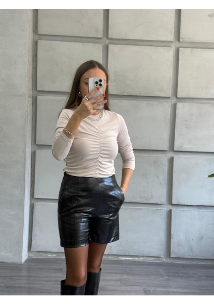 Önü Büzgülü Taş Soft Touch Bluz fırsatları