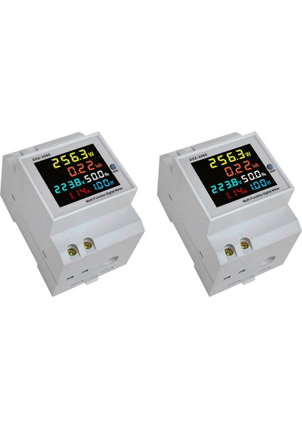 2x Din Rail Ac Monitör 6in1 250-450V 100A Voltaj Akım Güç Faktörü Aktif Kwh Elektrik Enerji Frekans Ölçer Volt (Yurt Dışından)