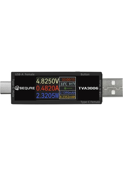 Sequre TVA3006 Yüksek Hassas Volt-Ammer Güç Meder Tip C Tip C USB Voltaj Ampermetre Ölçer Test Cihazı (Yurt Dışından) indirimleri
