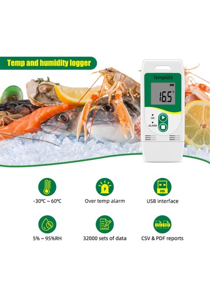 TEMPG03 USB Sıcaklık ve Nem Verileri Logger Yeniden Kullanılabilir Temp Veri Kaydedici Kayıt Cihazı Nemlendirme Metre 32.000 Kapasiteli (Yurt Dışından) fırsatları
