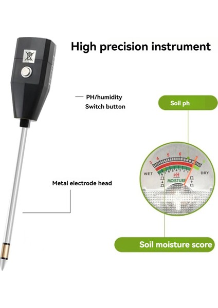 2&#39;si 1 Arada Toprak Ph ve Nem Ölçer, Bahçe Için Metal Sensörü, Çim, Çiftlik-Açık Bahçe Için Temel Araç, Orta (Yurt Dışından) modelleri