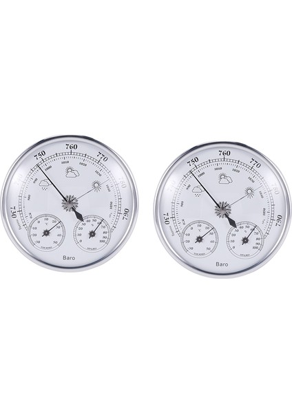 2x Duvara Monte Edilmiş Ev Termometresi Higrometre Yüksek Doğruluk Basınç Göstergesi Hava Havası Enstrümanı Barometre (Yurt Dışından)