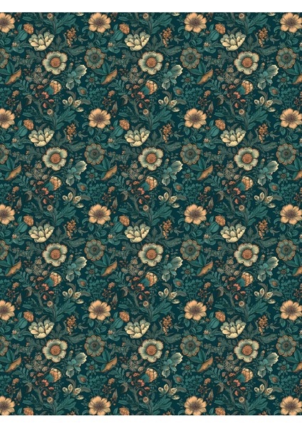 Çiçek Desenli Tek Parça Duvar Kağıdı -Isı ve Ses Yalıtımı Yırtılmaz modelleri