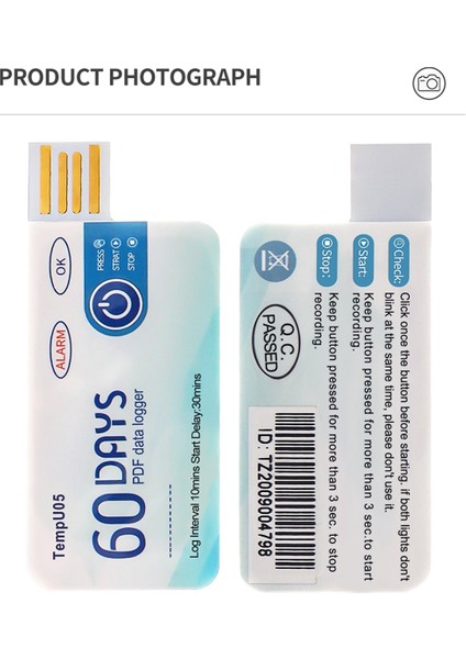 TEMPU05 1pcs Sıcaklık Veri Logger 60 Günlük Tek Kullanım Sıcaklık Analizörü Pdf Raporu USB Sıcaklık Günlüğü (Yurt Dışından) fiyatları