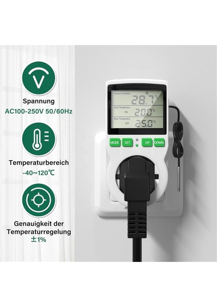 Termostat Soketi Dijital Sıcaklık Denetleyicisi Soketi 16A, LCD Ekran Isıtma ve Soğutma Sürüngen Termostat Ab Fişi (Yurt Dışından) fırsatları