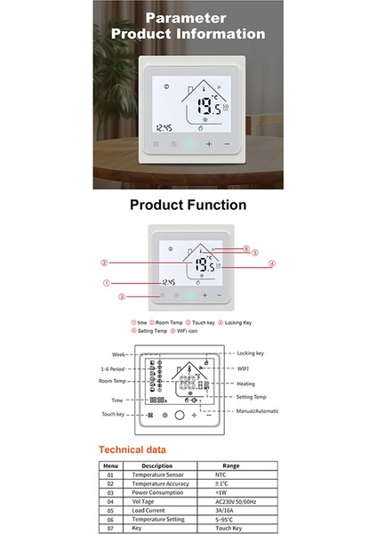 16A Tuya Akıllı Wifi Termostat Su Elektrikli Sıcak Zemin Isıtma Su Gazı Kazan Sıcaklık Kontrolör Alexa White (Yurt Dışından) modelleri