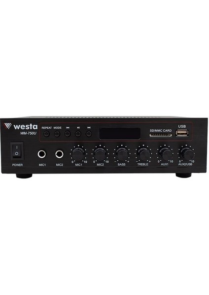 WM-750U 80 Watt 100V-70V Mini 4-16 Ohm Usb-Sd-Bluetooth 2 Mikrofon Girişli Trafolu Anfi fiyatları