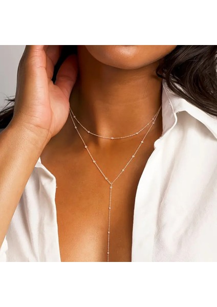 Kadın Tasarım Çelik Topçuk Uzun Zarif Şık Zincir Model Trend Y Kolye modelleri