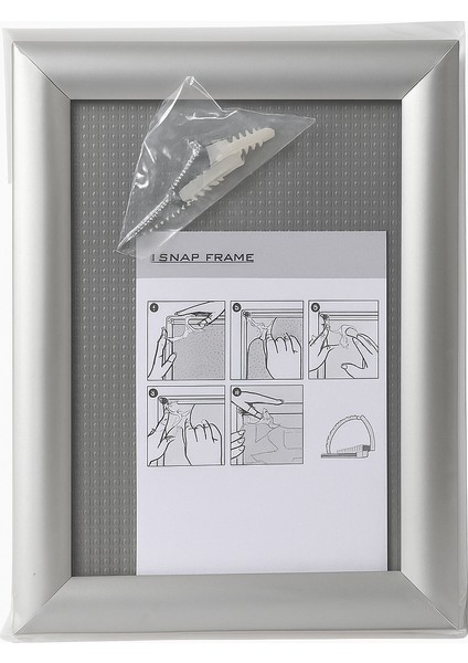 Alüminyum Poster Çerçevesi (Snap Frame) - Vidalı Montaj Setli, Duvar Tipi, Kolay Açılır Sistem