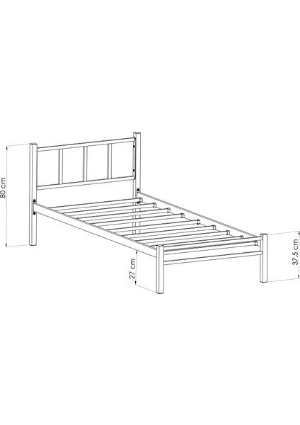 Tiron Tek Kişilik Metal Karyola 90 x 190 -90 x 200