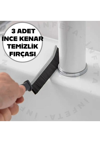 3 Adet Çok Amaçlı İnce Temizlik Fırçası Derz Arası Banyo Mutfak Lavabo Detay Temizleme Fırçası