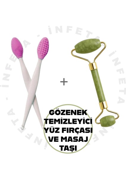 Siyah Nokta Gözenek Temizleyici Fırça ve Doğal Çift Taraflı Yeşim Taşı Masaj Aleti Roller