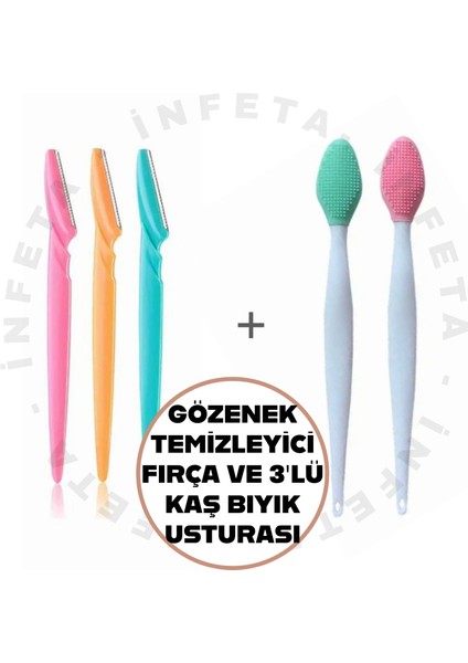 Siyah Nokta Temizleyici Fırça ve 3'lü Kaş Yüz Usturası Seti