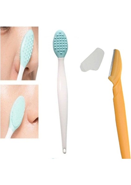 Siyah Nokta Temizleyici Fırça ve 3'lü Kaş Yüz Usturası Seti fırsatları