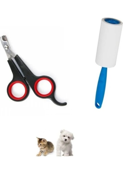 2'li Set Kedi Köpek Evcil Hayvan Siyah Renk Tırnak Makası ve Tüy Temizleme Rulosu indirimleri