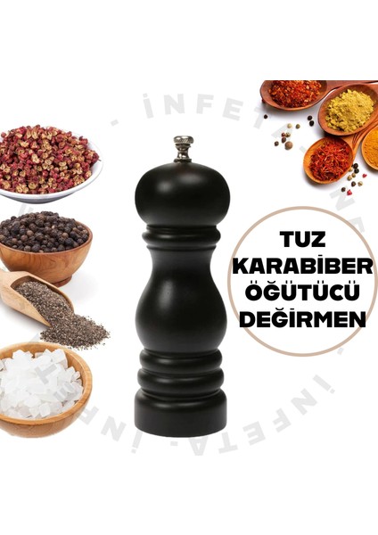 Ahşap Tuz Karabiber Öğütücü Değirmen Tuzluk