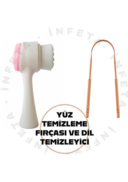2li Set Dil Temizleyici ve Çift Taraflı Yüz Temizleme Fırçası