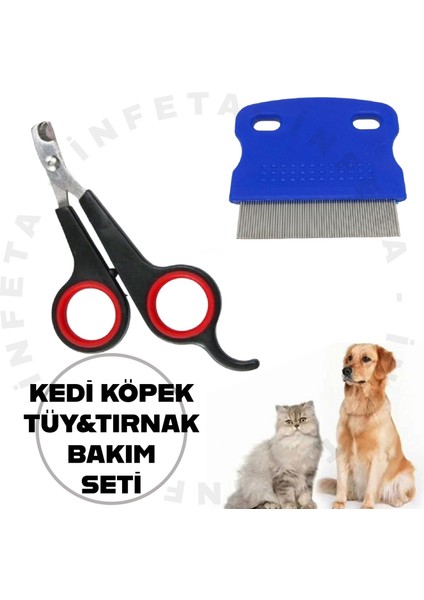 2li Set Kedi Köpek Siyah Renk Tırnak Makası ve Kedi Köpek Bit ve Pire Tarağı - Pire Savar 6 x 6 cm