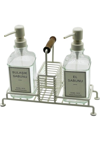 Pompalı ve Standlı İkili Cam Sıvı Sabunluk Seti Sünger Hazneli 500 ml fiyatları