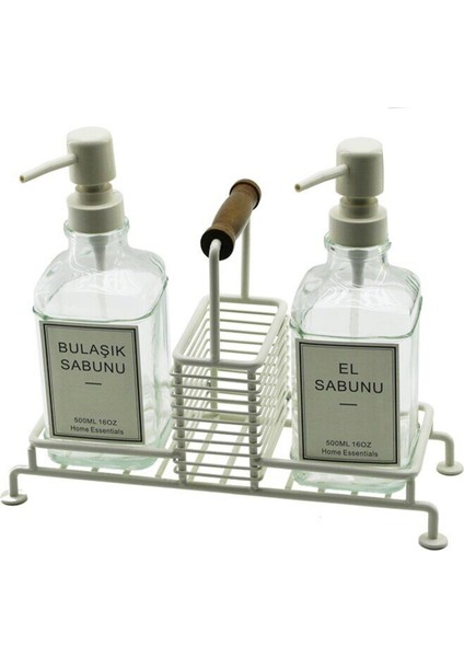 Pompalı ve Standlı İkili Cam Sıvı Sabunluk Seti Sünger Hazneli 500 ml indirimleri