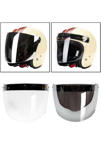 Retro Açık Yüz Motosiklet I Yüz Çıtçıt Düğ Vizörü Şeffaf (Yurt Dışından) indirimleri