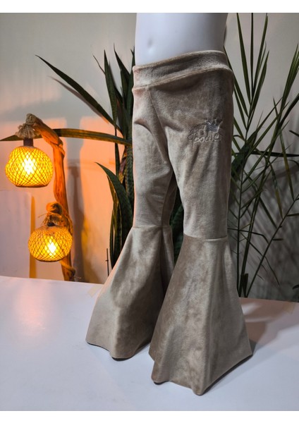 Kız Çocuk Fransız Kadife Geniş Dökümlü Ispanyol Paça Tayt Girlpower Camel fiyatları