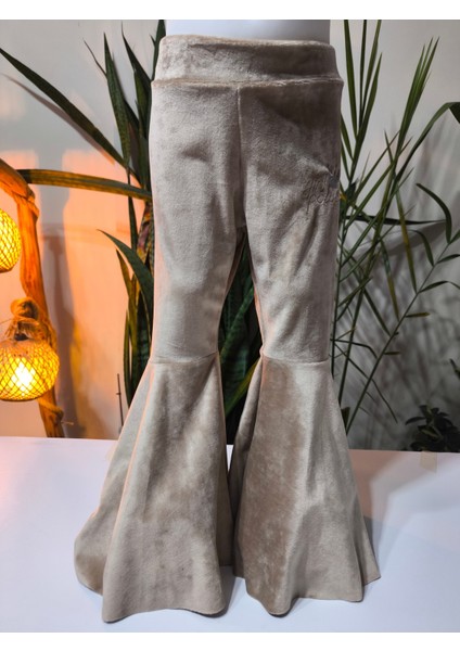 Kız Çocuk Fransız Kadife Geniş Dökümlü Ispanyol Paça Tayt Girlpower Camel fırsatları