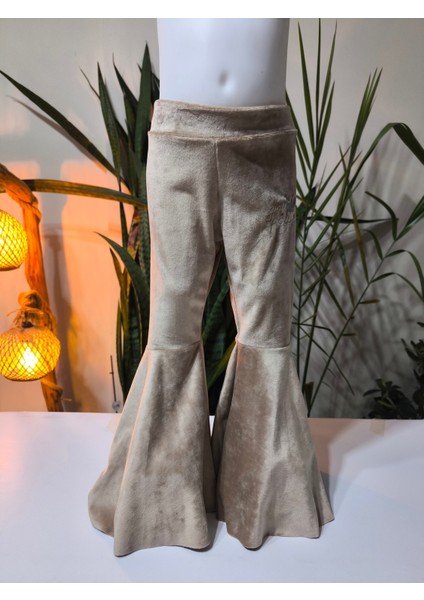 Kız Çocuk Fransız Kadife Geniş Dökümlü Ispanyol Paça Tayt Girlpower Camel indirimleri