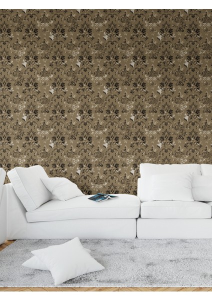 Damask Desenli Tek Parça Duvar Kağıdı -Isı ve Ses Yalıtımı Yırtılmaz
