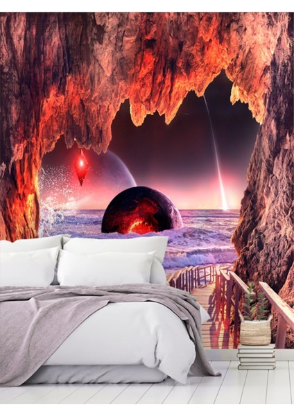 Fantastik Desenli Isı ve Ses Yalıtımlı Sağlıklı Tekstil Duvar Kağıdı fiyatları