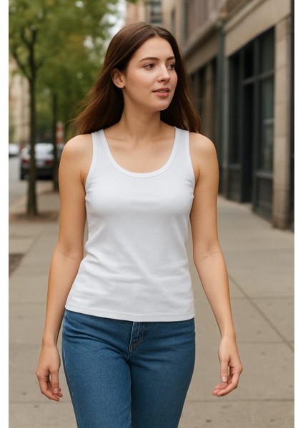 Esnek Süprem Penye Beyaz Spor 2 Adet Atlet