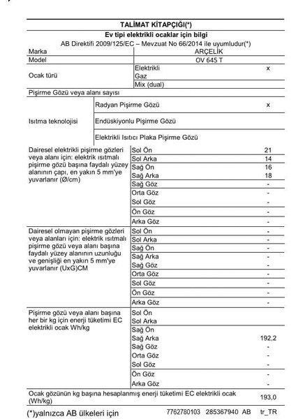 Ov 645 Vitroseramik Ocak