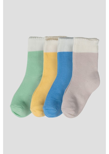 4 Çift Pamuklu Kız Çocuk Soket Çorap