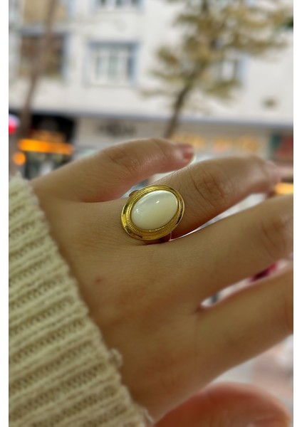 Gümüş Sedef Taşlı Yüzük HS8965E1 modelleri