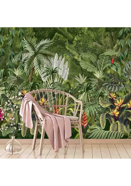 Tropik Orman Desenli Silinebilir Sağlıklı Tekstil Duvar Kağıdı