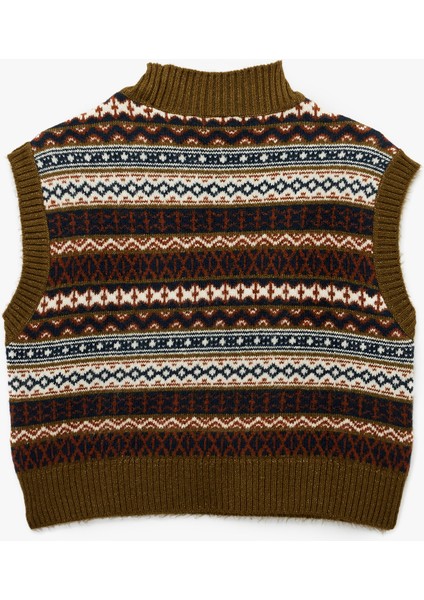 Jakarlı Kolsuz Dik Yaka Triko Süveter fiyatları