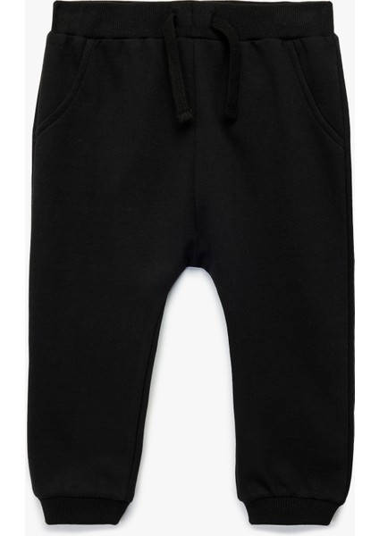 Şardonlu Pamuklu Beli Bağcıklı Jogger Eşofman Altı