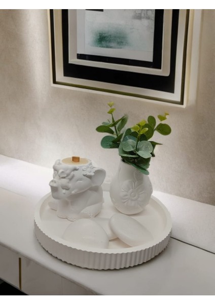 C57 Dekoratif Fil Figürü Mumluk, Vazo ve Taş Figür