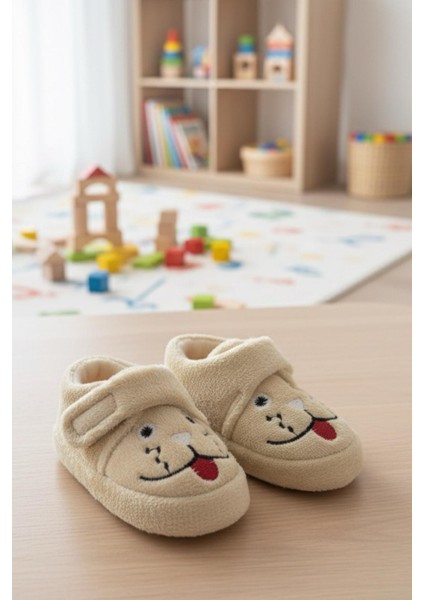 Sevimli Hayvanlar Cırtlı Kaydırmaz Taban Kreş Ev Okul Ayakkabısı Bebek Çocuk Panduf Ev Botu