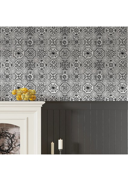 Siyah Çini Desenli Duvar Kağıdı -Isı ve Ses Yalıtımı Yırtılmaz fiyatları