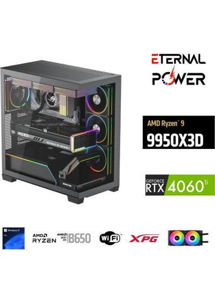 Ryzen 9 9950X3D 64G Ddr5 1tb M.2 RTX4060Tİ B650 Wıfı 750W 240M
