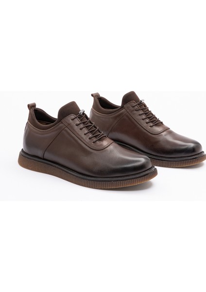 Erkek Kahverengi Deri Günlük Casual Ayakkabı