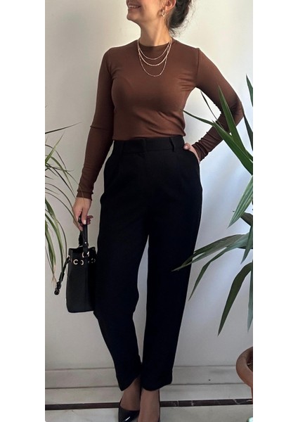 Kadın Siyah Duble Paça Pantolon